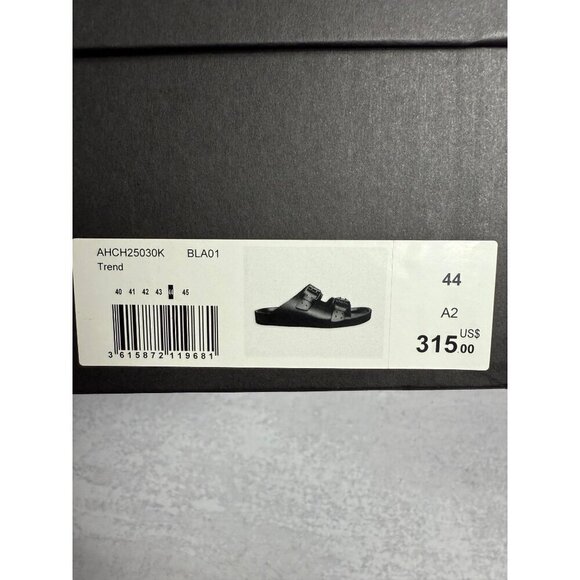 NIB THE KOOPLES MEN’S BLACK LEATHER SANDALS Double Strap, Slides, FR 44/US‎ 10 - Picture 6 of 7